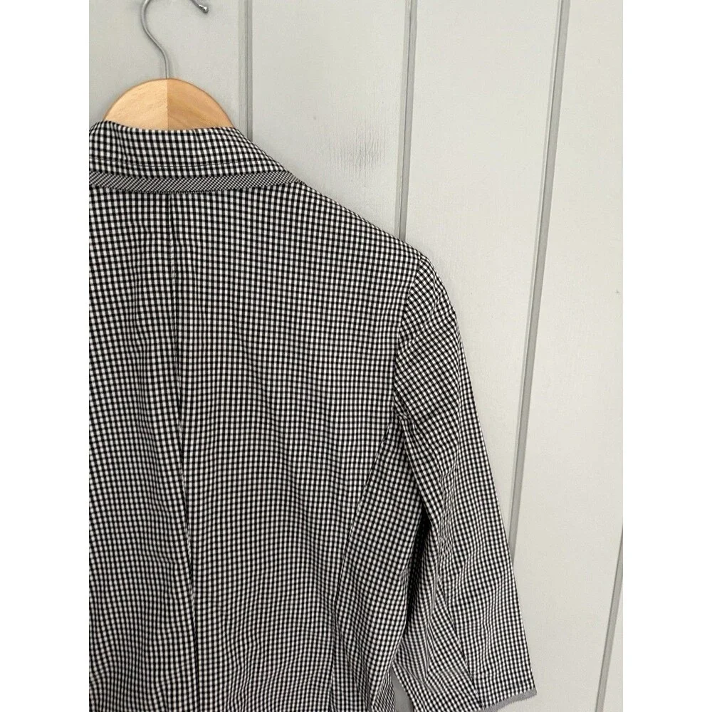 Talbots Gingham Blazer 6 Stretch Black White Cotton Poplin Sprint Summer - Picture 8 of 8
